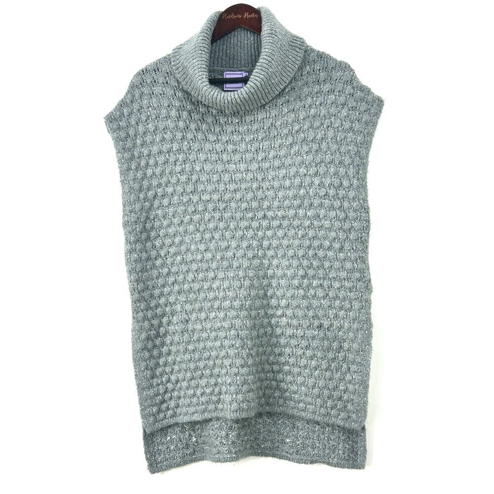 Michelle Nicole Women Gray Chunky Knit Sleeveless Sweater Vest High Low M 1172N4 - Picture 3 of 12